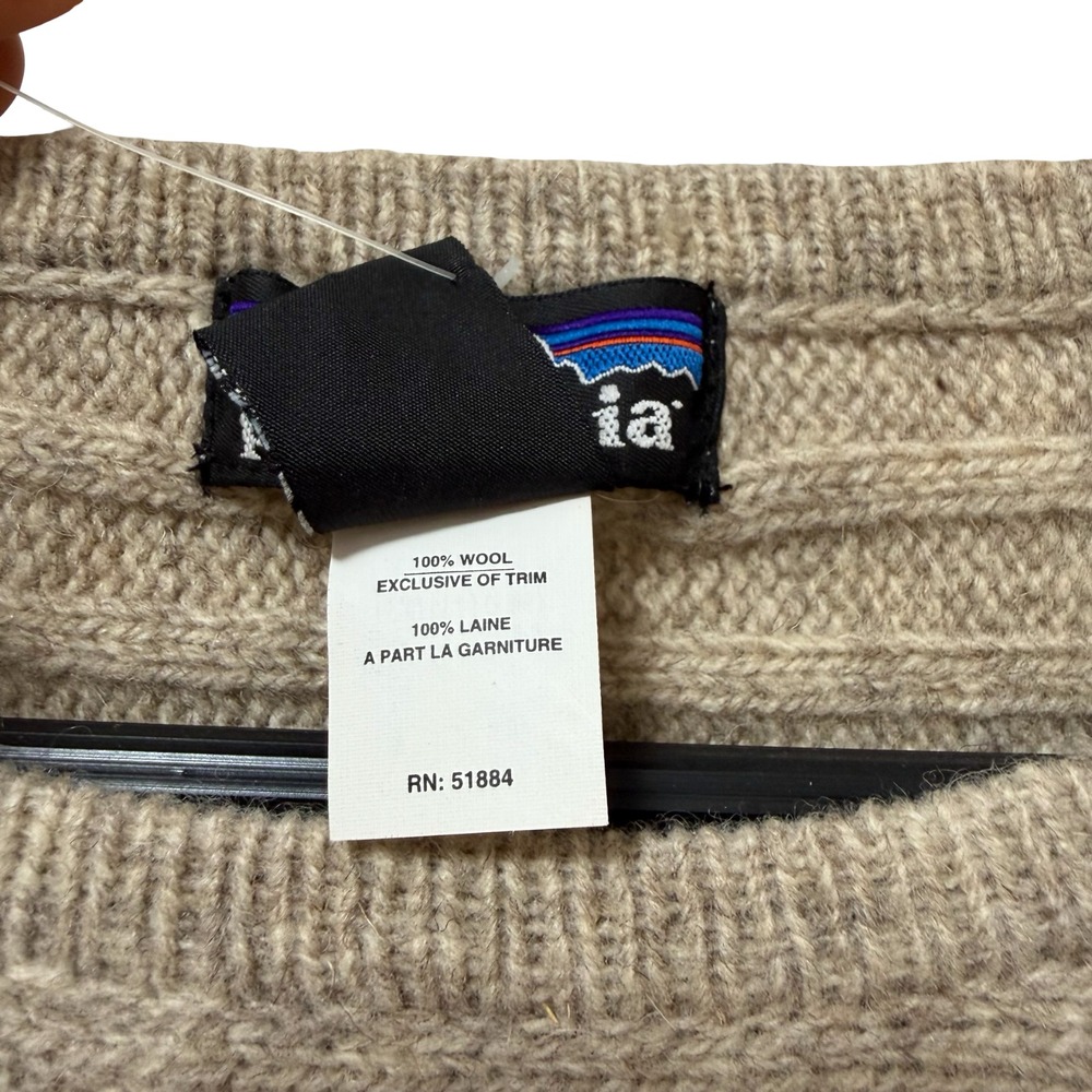 Vintage Patagonia Mens Alpen Wool Crew Neck Sweater Size XL Beige Outdoors NWT - Picture 6 of 7